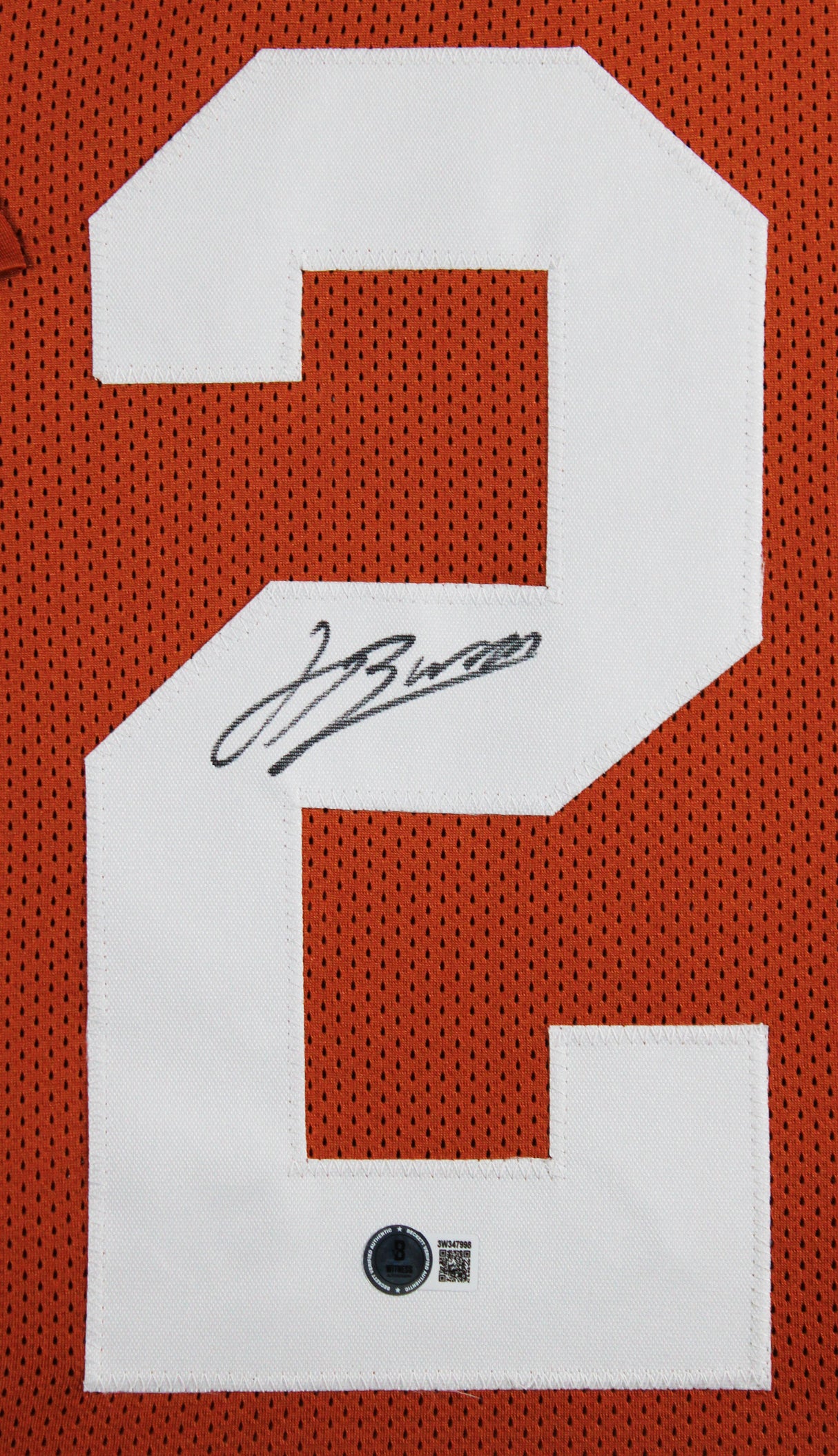 Texas Jahdae Barron Signed Burnt Orange Pro Style Framed Jersey BAS Witnessed