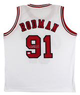 Dennis Rodman Authentic Signed White Pro Style Jersey Autographed JSA #AG13946