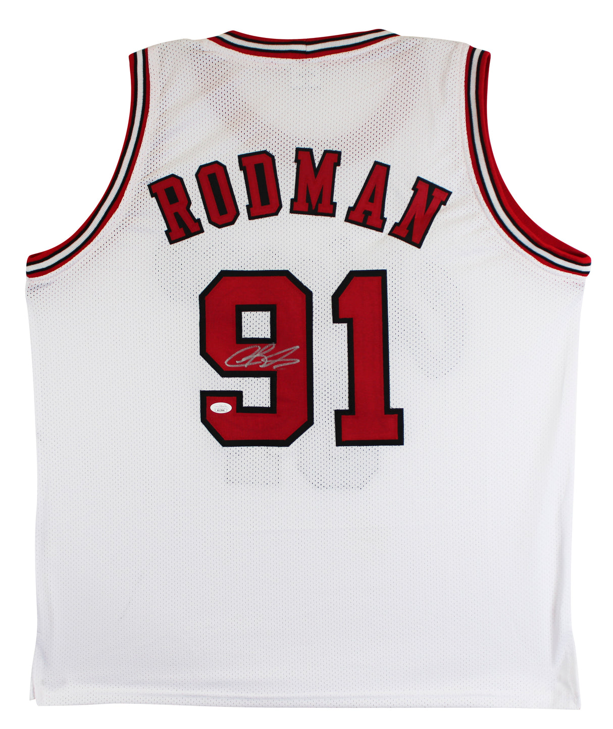 Dennis Rodman Authentic Signed White Pro Style Jersey Autographed JSA #AG13946
