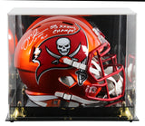 Bucs Mike Alstott "SB Champs" Signed Flash F/S Speed Rep Helmet W/ Case BAS Wit