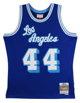 Lakers Jerry West "2x Insc" Signed Blue M&N Swingman Jersey Fanatics #B749684