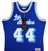 Lakers Jerry West "2x Insc" Signed Blue M&N Swingman Jersey Fanatics #B749684