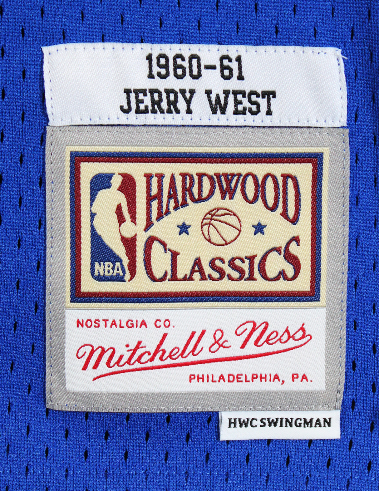 Lakers Jerry West "2x Insc" Signed Blue M&N Swingman Jersey Fanatics #B749684