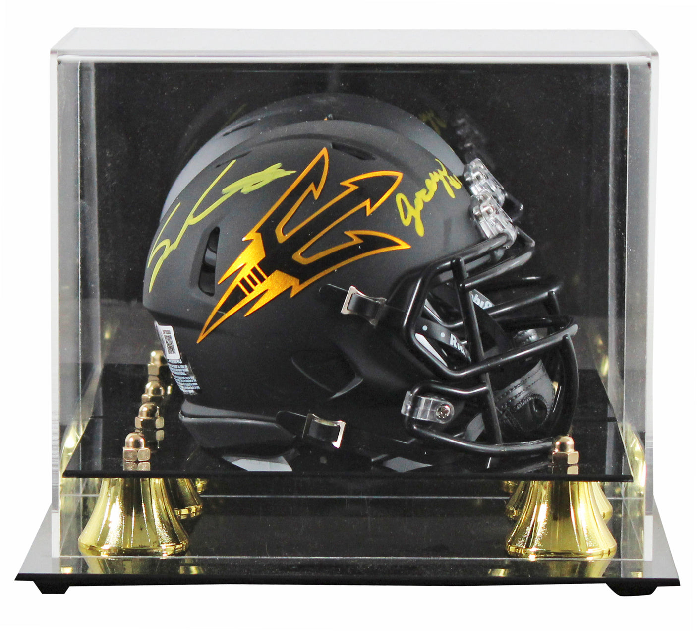 ASU Sam Leavitt & Jordyn Tyson Signed Black Speed Mini Helmet W/ Case BAS Wit