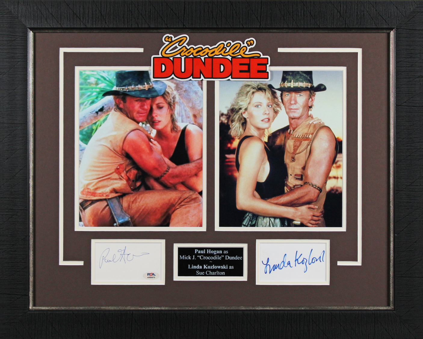 Paul Hogan & Linda Kozlowski Crocodile Dundee Signed Framed Display BAS #AE09645