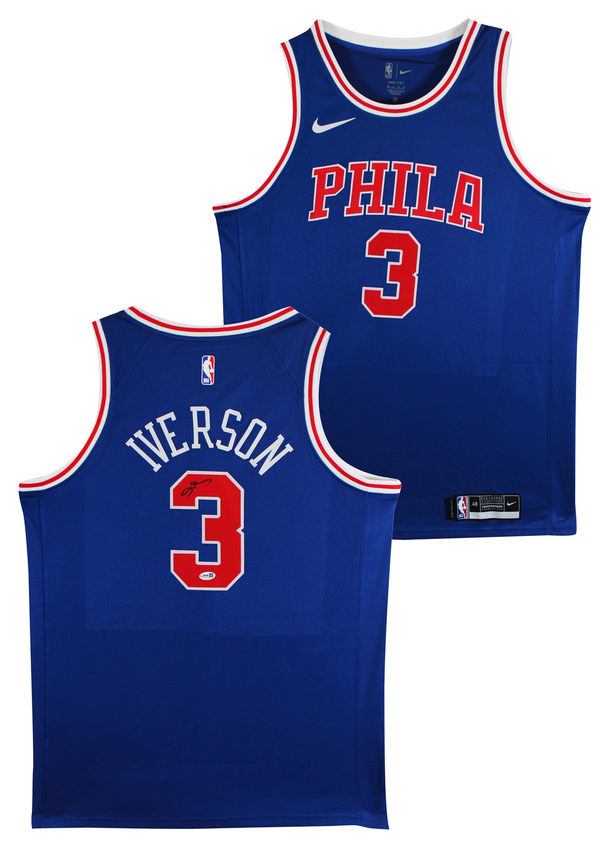 76ers Allen Iverson Signed Blue Nike Jordan Swingman Jersey JSA #CH57139