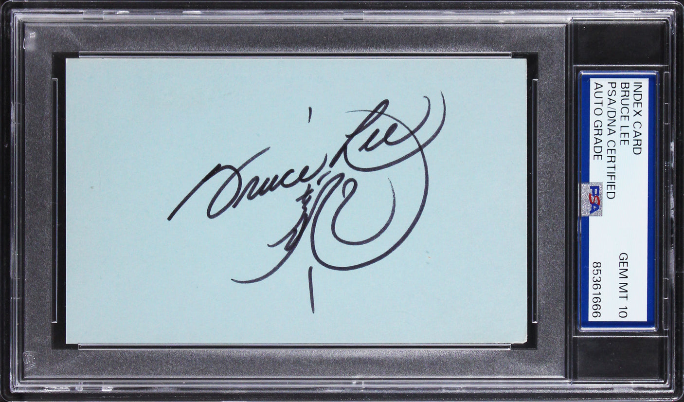 Bruce Lee Enter the Dragon Signed 3x5 Index Card Auto 10! PSA/DNA Slabbed