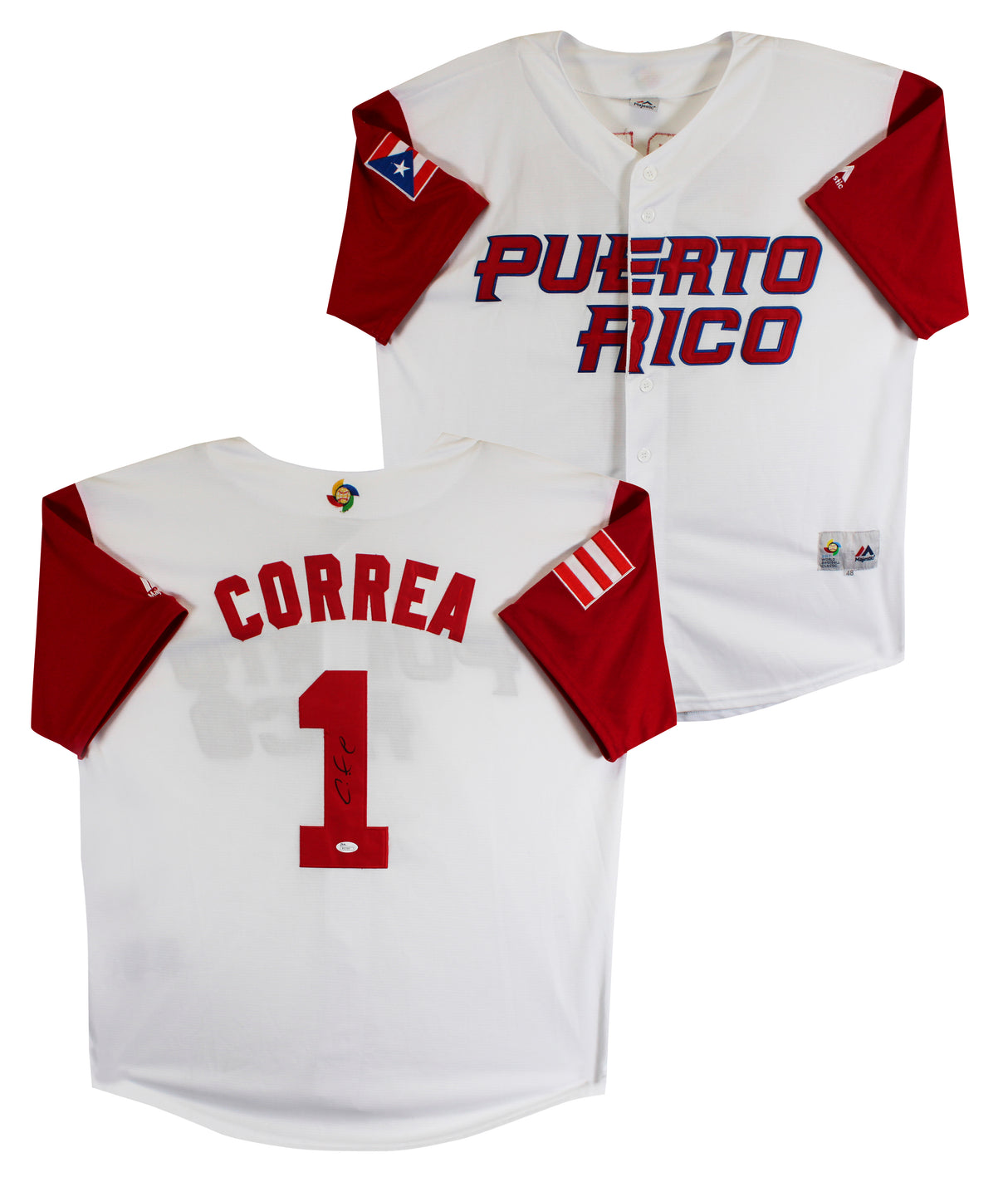 Carlos Correa Signed White Majestic Puerto Rico 2017 WBC Jersey JSA #R61969