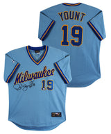 Brewers Robin Yount "HOF 99" Signed Blue Majestic CC Jersey PSA/DNA #L33415