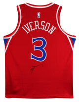 76ers Allen Iverson Signed Red Nike Jordan Swingman Jersey JSA #AU78385
