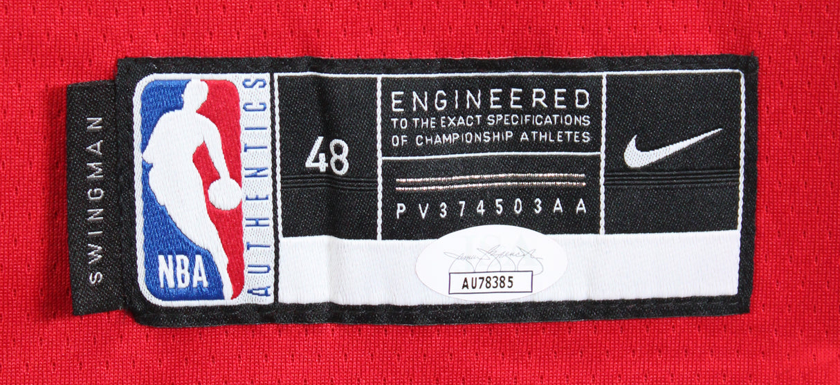 76ers Allen Iverson Signed Red Nike Jordan Swingman Jersey JSA #AU78385