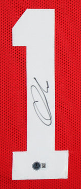 Ohio State Quinshon Judkins Authentic Signed Red Pro Style Framed Jersey BAS Wit