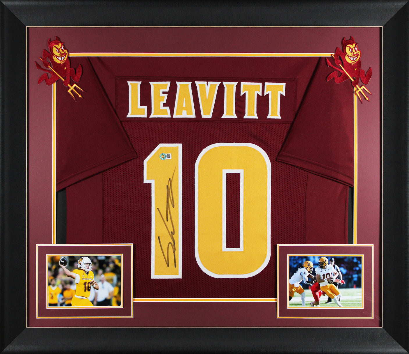 Arizona State Sam Leavitt Signed Maroon Pro Style Framed Jersey BAS Witnessed