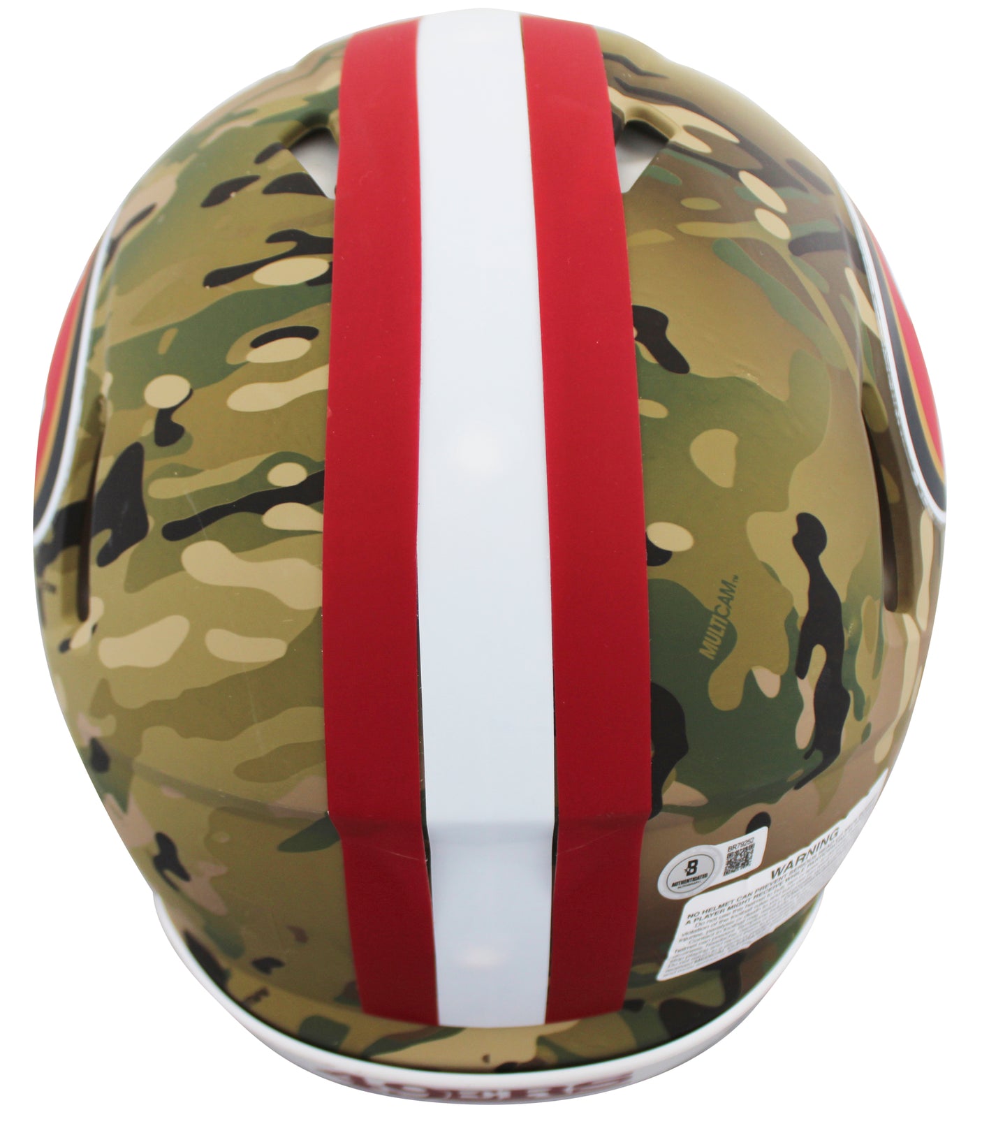 49ers Christian McCaffrey Signed Camo Full Size Speed Proline Helmet W/ Case BAS
