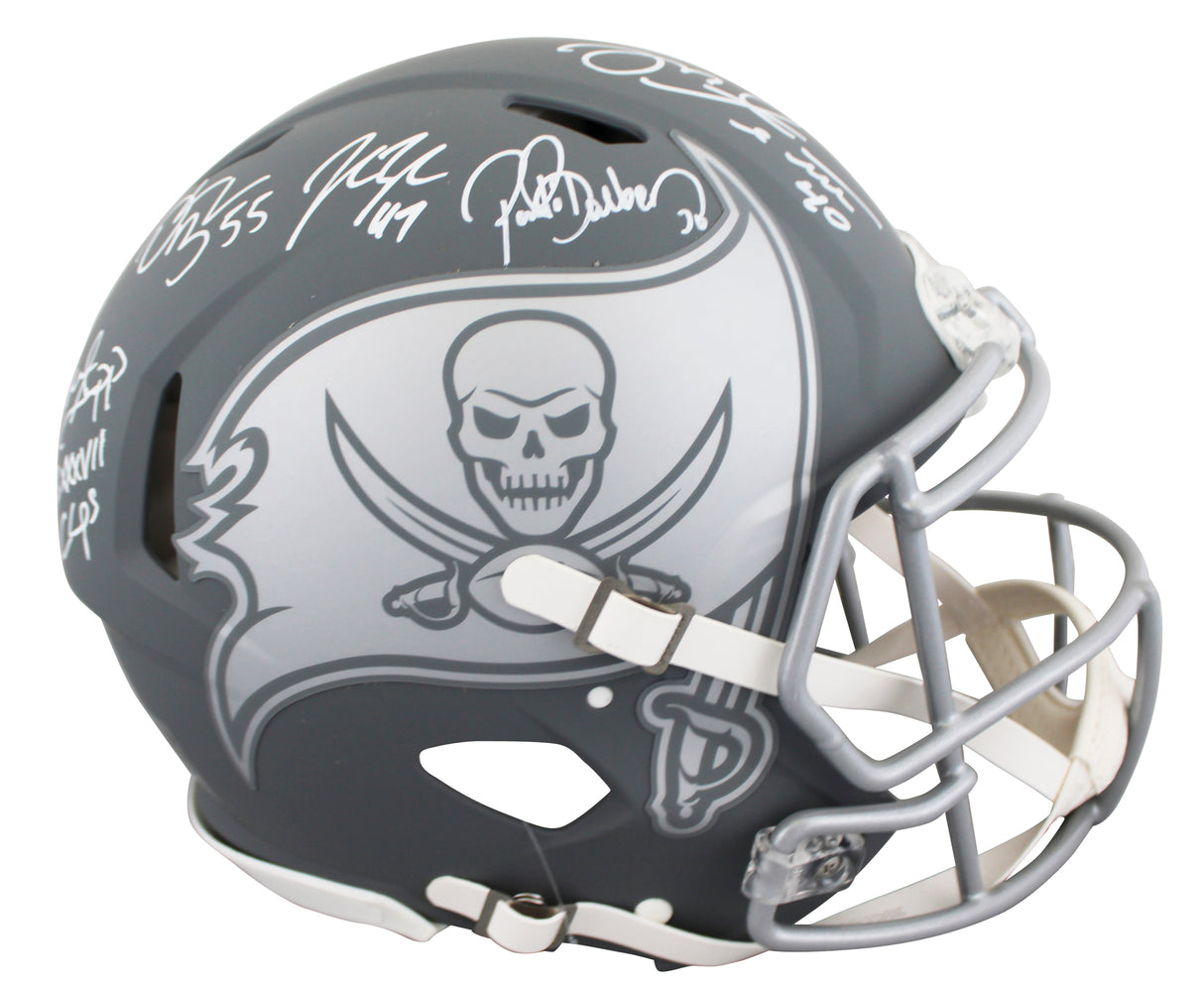 Bucs (5) Lynch, Barber, Alstott +2 Signed Slate F/S Speed Proline Helmet BAS Wit