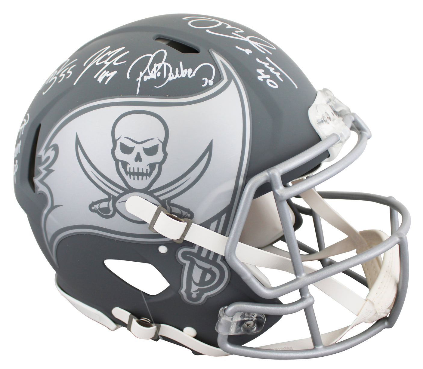 Bucs (5) Lynch, Barber, Alstott +2 Signed Slate F/S Speed Proline Helmet BAS Wit