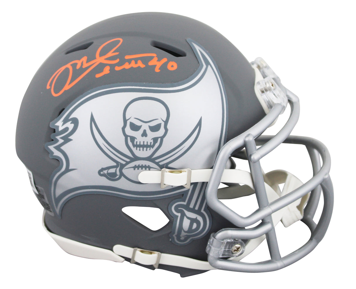 Buccaneers Mike Alstott Signed Slate Speed Mini Helmet W/ Case BAS Witnessed