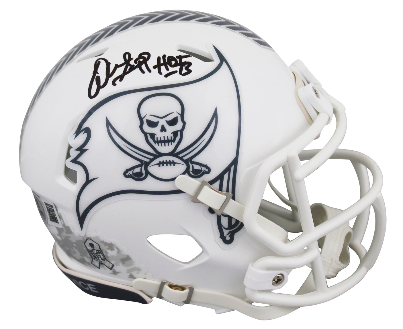 Bucs Warren Sapp "HOF 13" Signed Salute To Service III Speed Mini Helmet BAS Wit