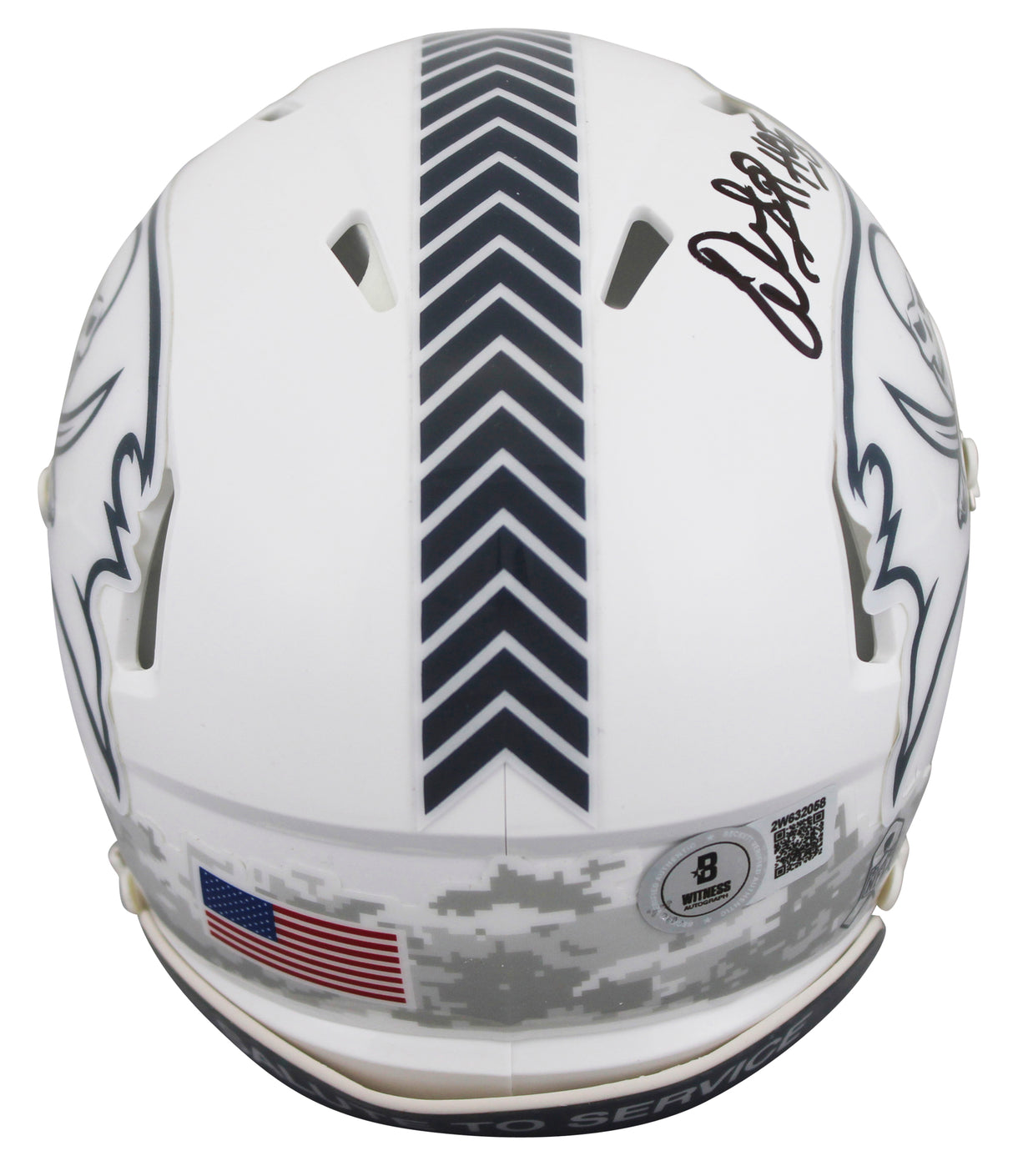 Bucs Warren Sapp "HOF 13" Signed Salute To Service III Speed Mini Helmet BAS Wit