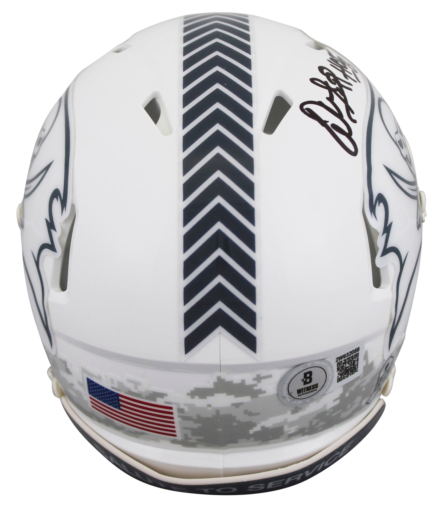 Bucs Warren Sapp "HOF 13" Signed Salute To Service III Speed Mini Helmet BAS Wit