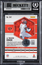 Bengals Ja'Marr Chase Signed 2021 Panini Mosaic #247 RC Card Auto 10! BAS Slab
