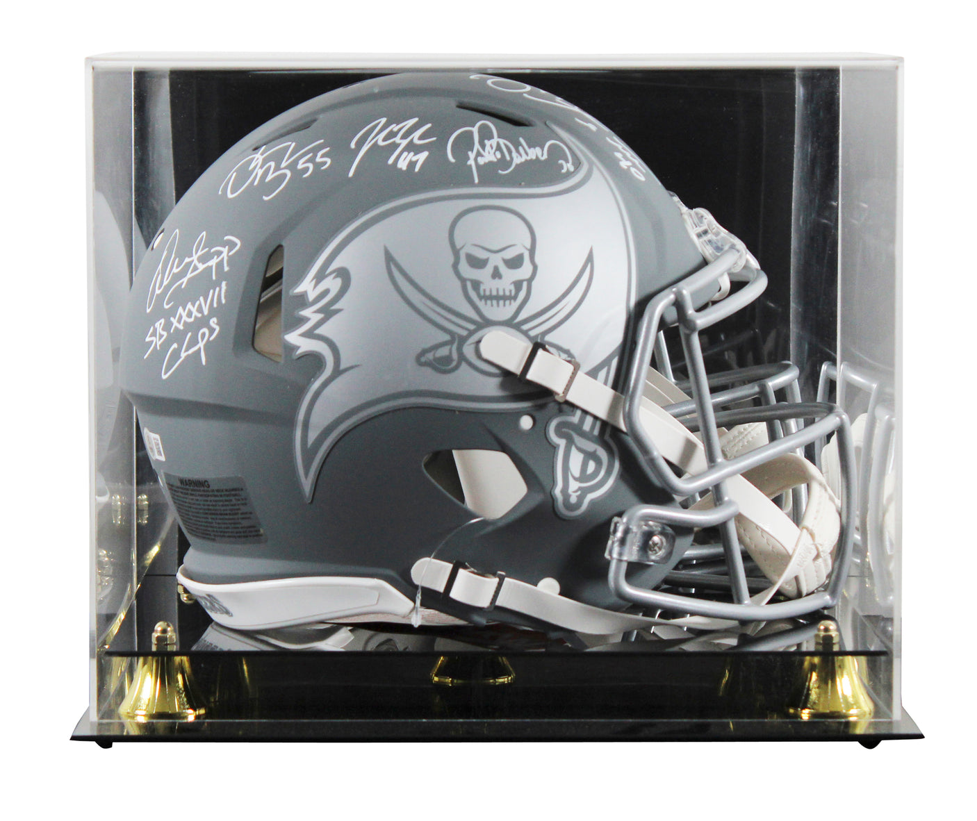 Bucs (5) Lynch, Barber +3 Signed Slate F/S Speed Proline Helmet W/ Case BAS Wit