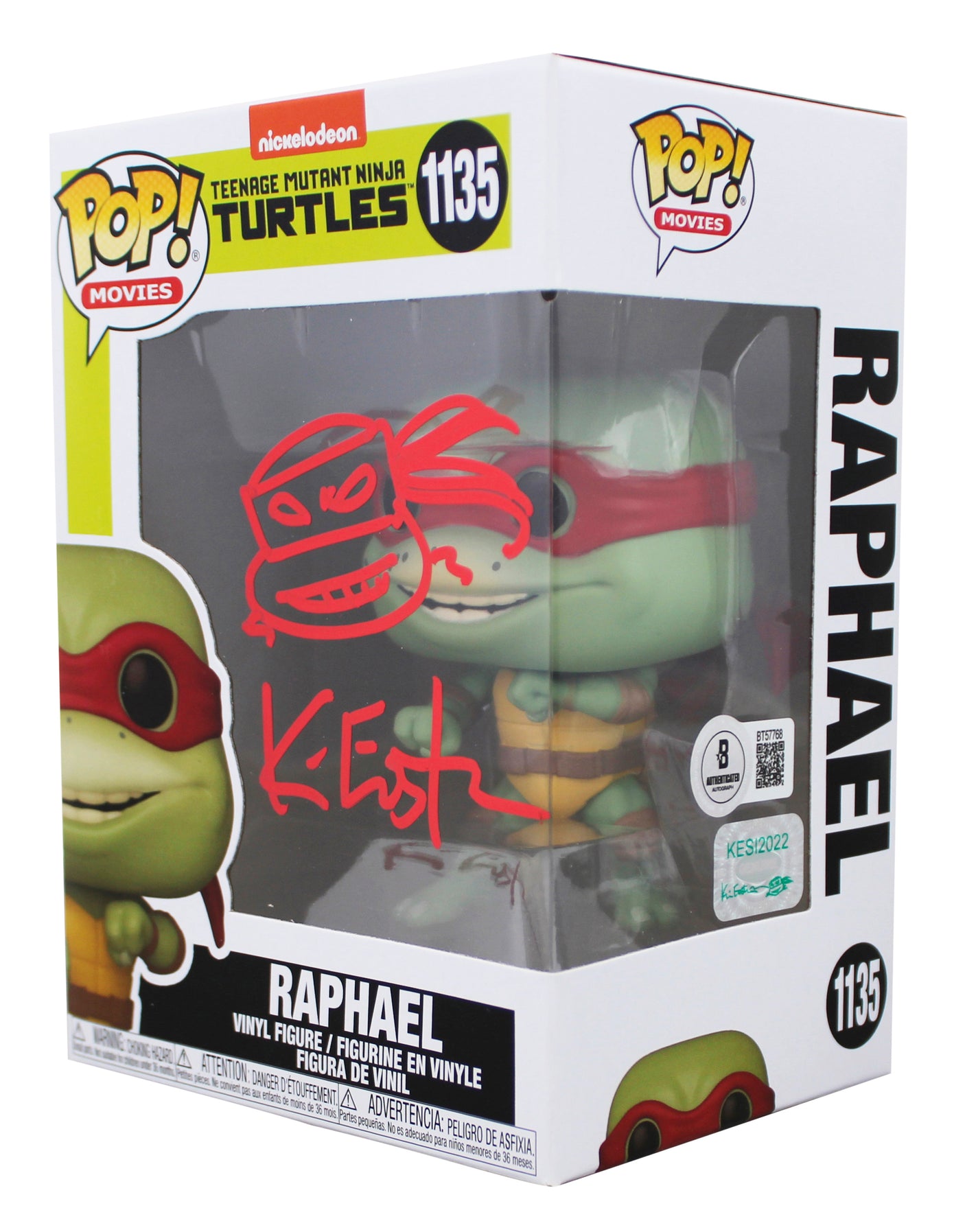 Kevin Eastman TMNT Signed Raphael #1135 Funko Pop Figure w/ Sketch BAS #BT57768