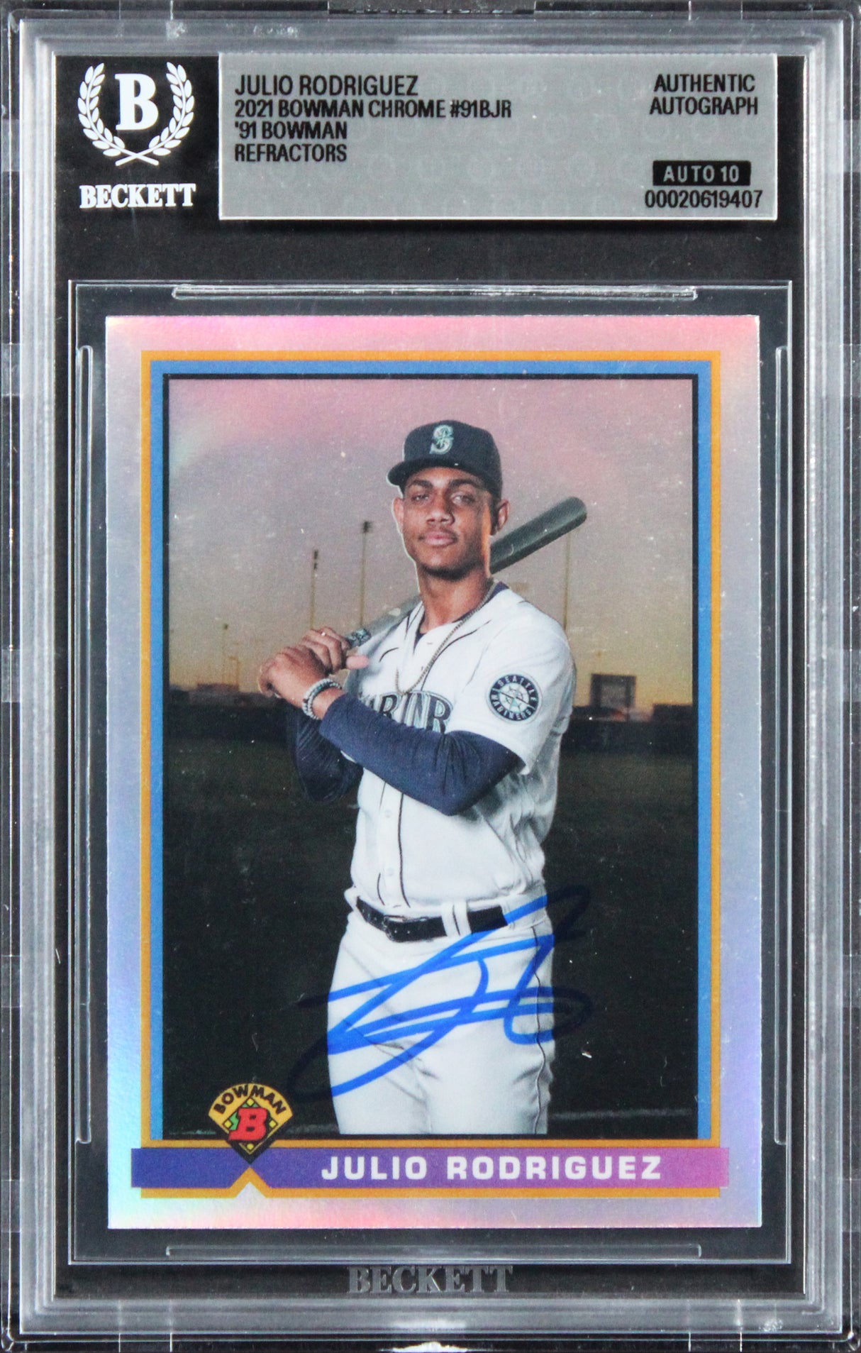 Mariners Julio Rodriguez Signed 2021 Bowman #91BJR Card Auto GM MT 10! BAS Slab