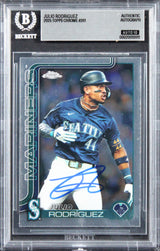 Mariners Julio Rodriguez Signed 2025 Topps Chrome #261 Card Auto 10! BAS Slabbed