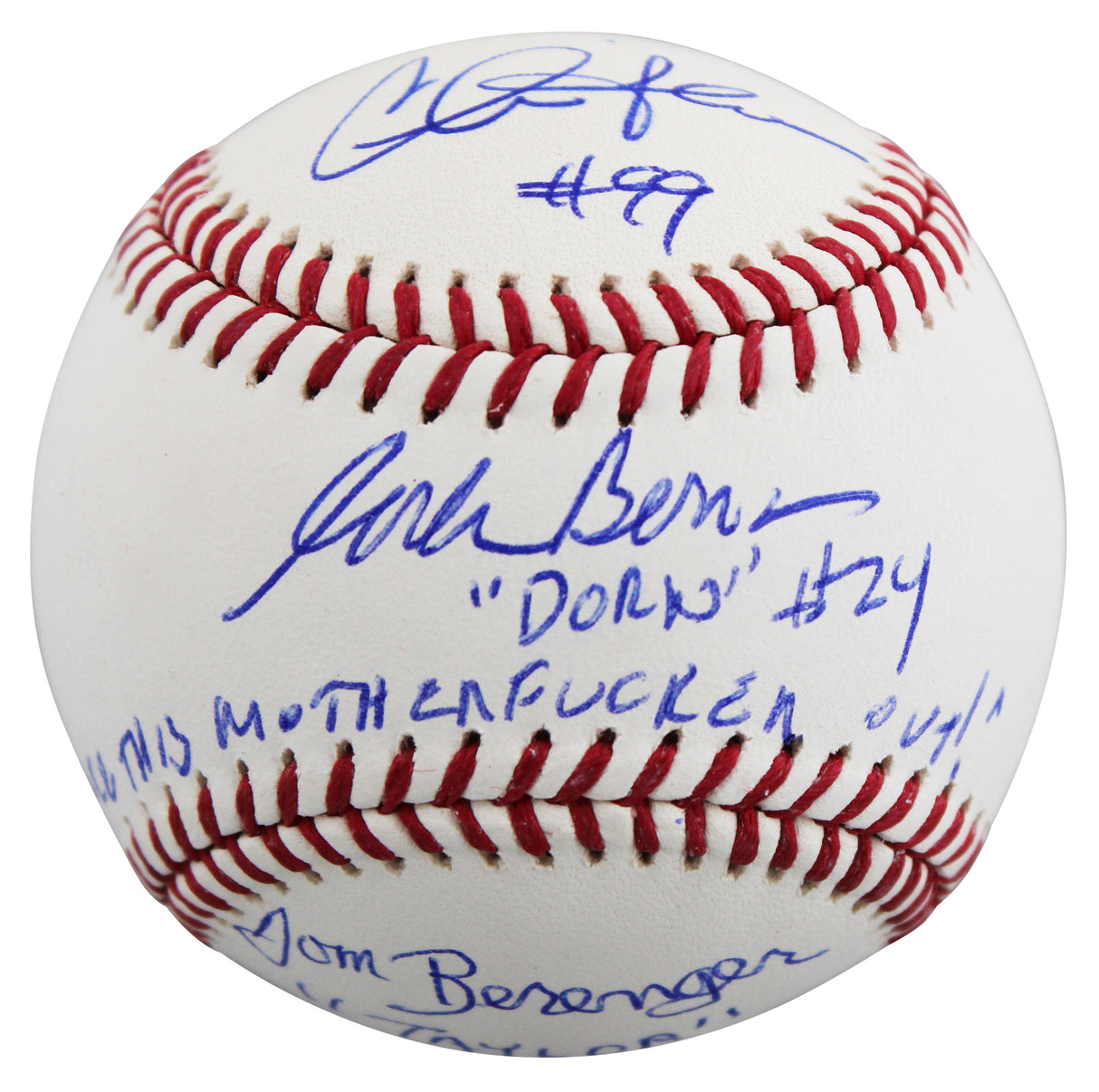 Major League (3) Sheen, Berenger & Bernsen w/ Insc Signed Oml Baseball BAS Wit 2