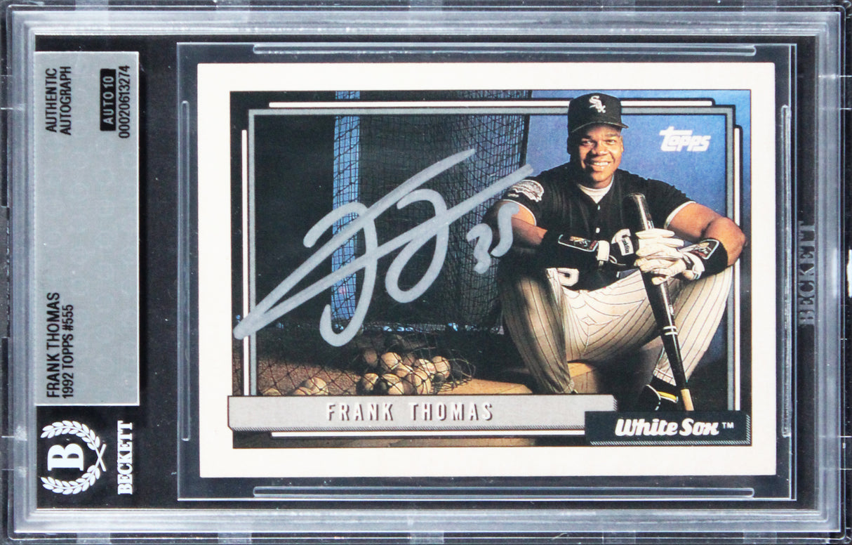 White Sox Frank Thomas Signed 1992 Topps #555 Card Auto Grade 10! BAS Slabbed