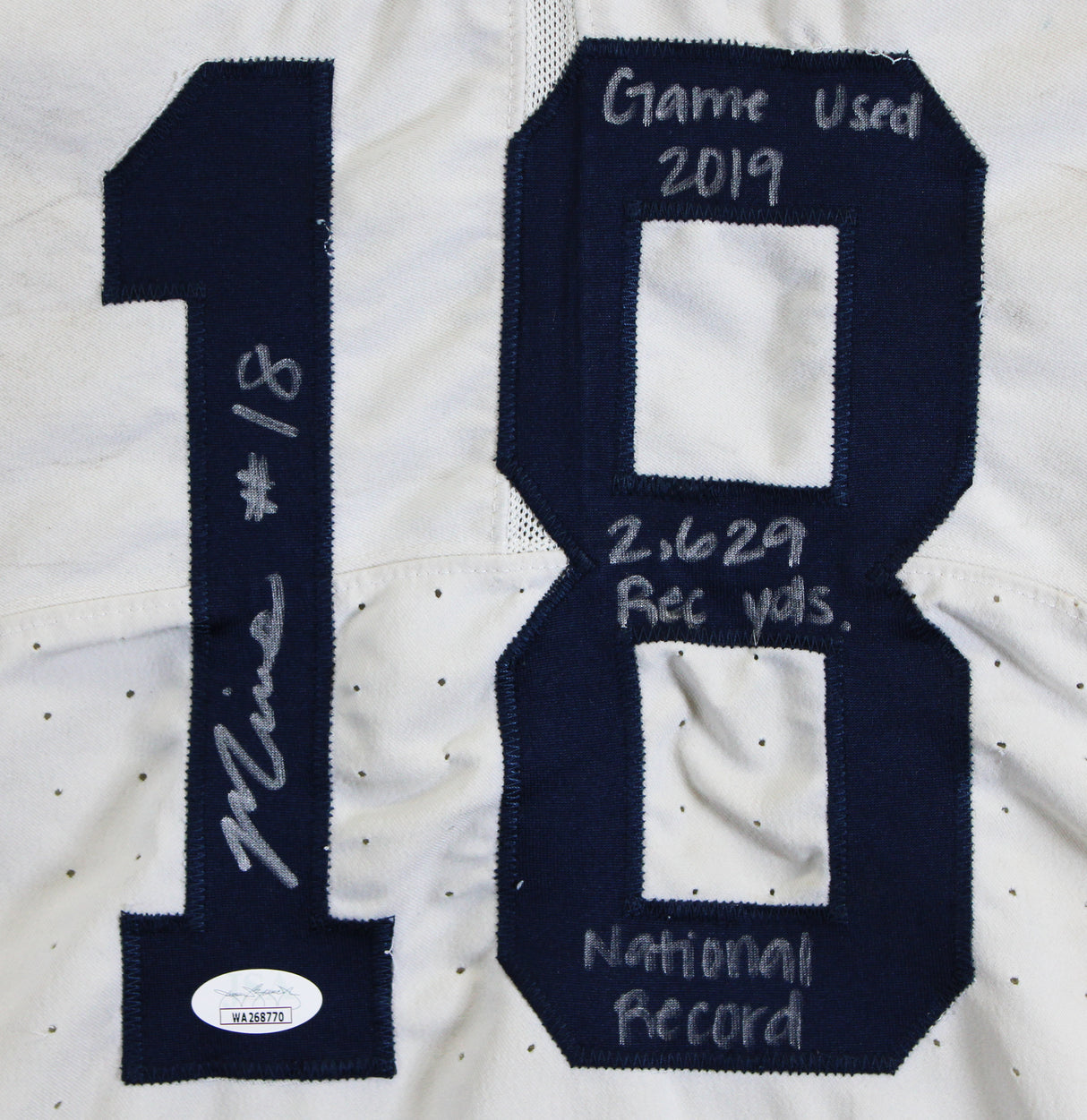 Marvin Mims "3x Insc" Signed Game Used LSHS White Nike Authentic Jersey JSA Wit
