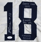 Marvin Mims "3x Insc" Signed Game Used LSHS White Nike Authentic Jersey JSA Wit