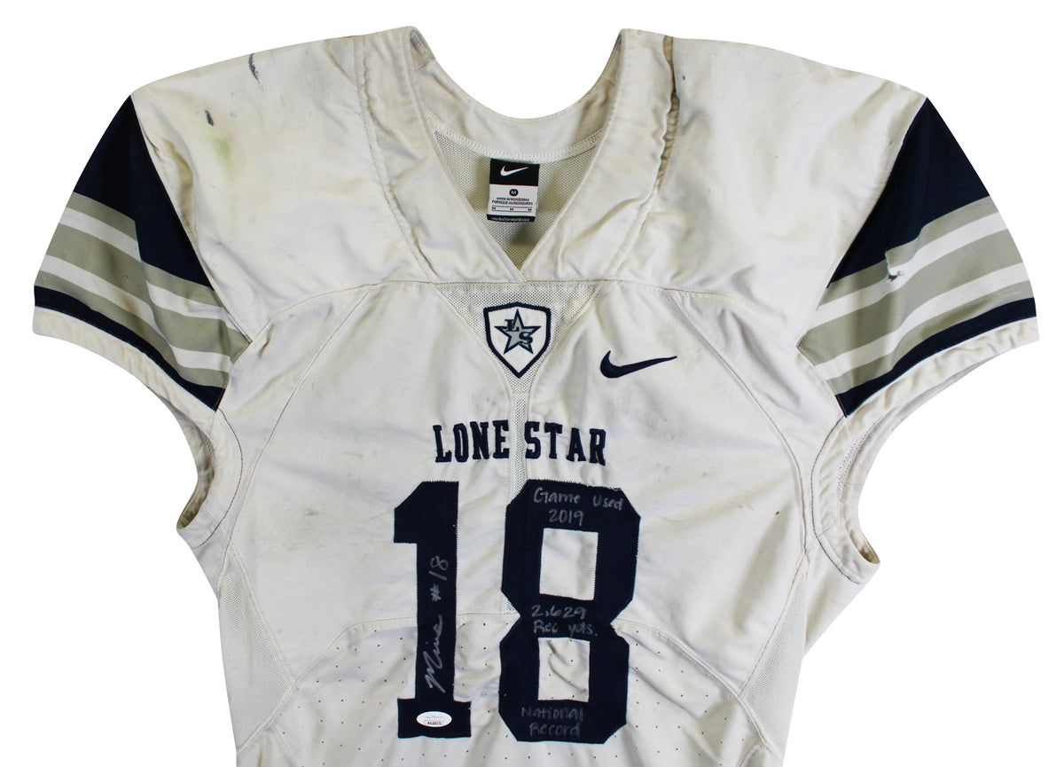 Marvin Mims "3x Insc" Signed Game Used LSHS White Nike Authentic Jersey JSA Wit