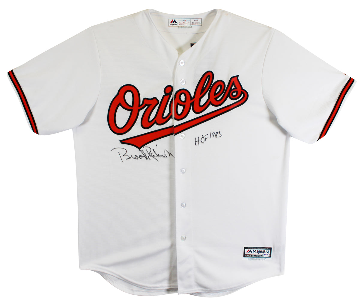 Orioles Brooks Robinson "HOF 1983" Signed White Majestic Jersey PSA/DNA #AJ41195