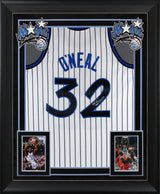 Magic Shaquille O'Neal Signed White M&N 1993-94 HWC Swingman Framed Jersey BAS W