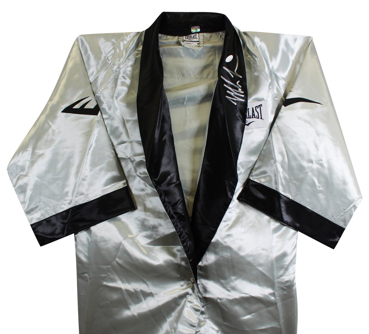 Mike Tyson Authentic Signed Silver Everlast Robe Autographed JSA #AM50035
