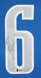 Mavericks Kristaps Porzingis Signed Blue Nike Swingman Jersey BAS #T09830