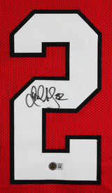 Jamal Anderson Authentic Signed Red Pro Style Jersey Autographed BAS Witnessed