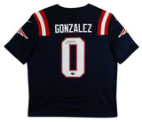 Patriots Christian Gonzalez Signed Navy Nike Limited Jersey BAS Witnessed
