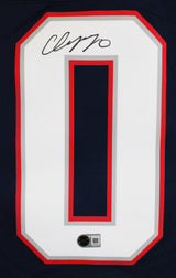 Patriots Christian Gonzalez Signed Navy Nike Limited Jersey BAS Witnessed