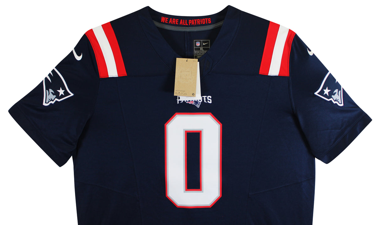 Patriots Christian Gonzalez Signed Navy Nike Limited Jersey BAS Witnessed