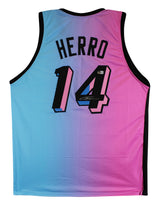 Tyler Herro Authentic Signed Blue & Pink Two Tone Pro Style Jersey BAS Witnessed