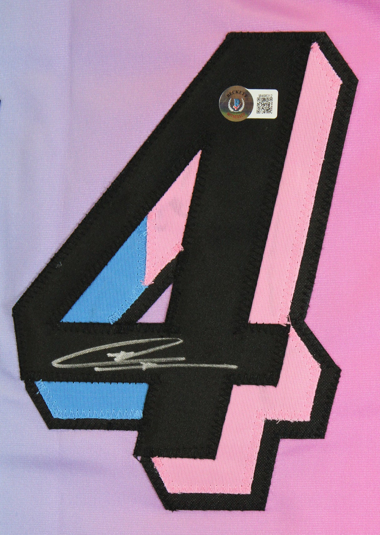 Tyler Herro Authentic Signed Blue & Pink Two Tone Pro Style Jersey BAS Witnessed