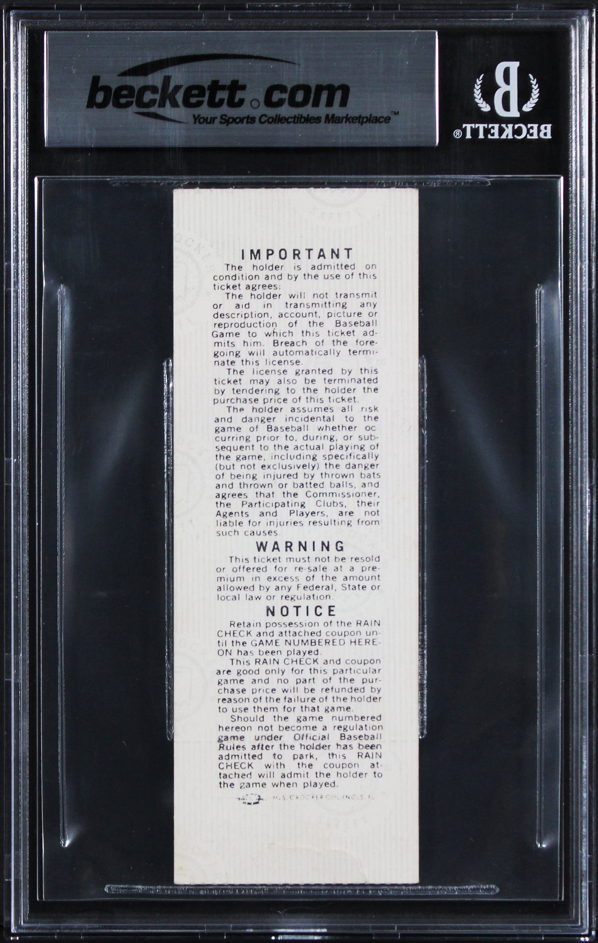 Reds Johnny Bench "76 WS MVP" Signed 1976 WS Game 3 Ticket Stub Auto 10 BAS Slab