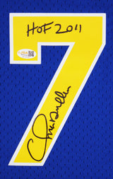Warriors Chris Mullin "HOF 11" Signed Blue M&N 93-94 TB HWC Swingman Jersey JSA