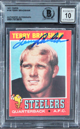 Steelers Terry Bradshaw Authentic Signed 1971 Topps #156 Card Auto 10 BAS Slab 2