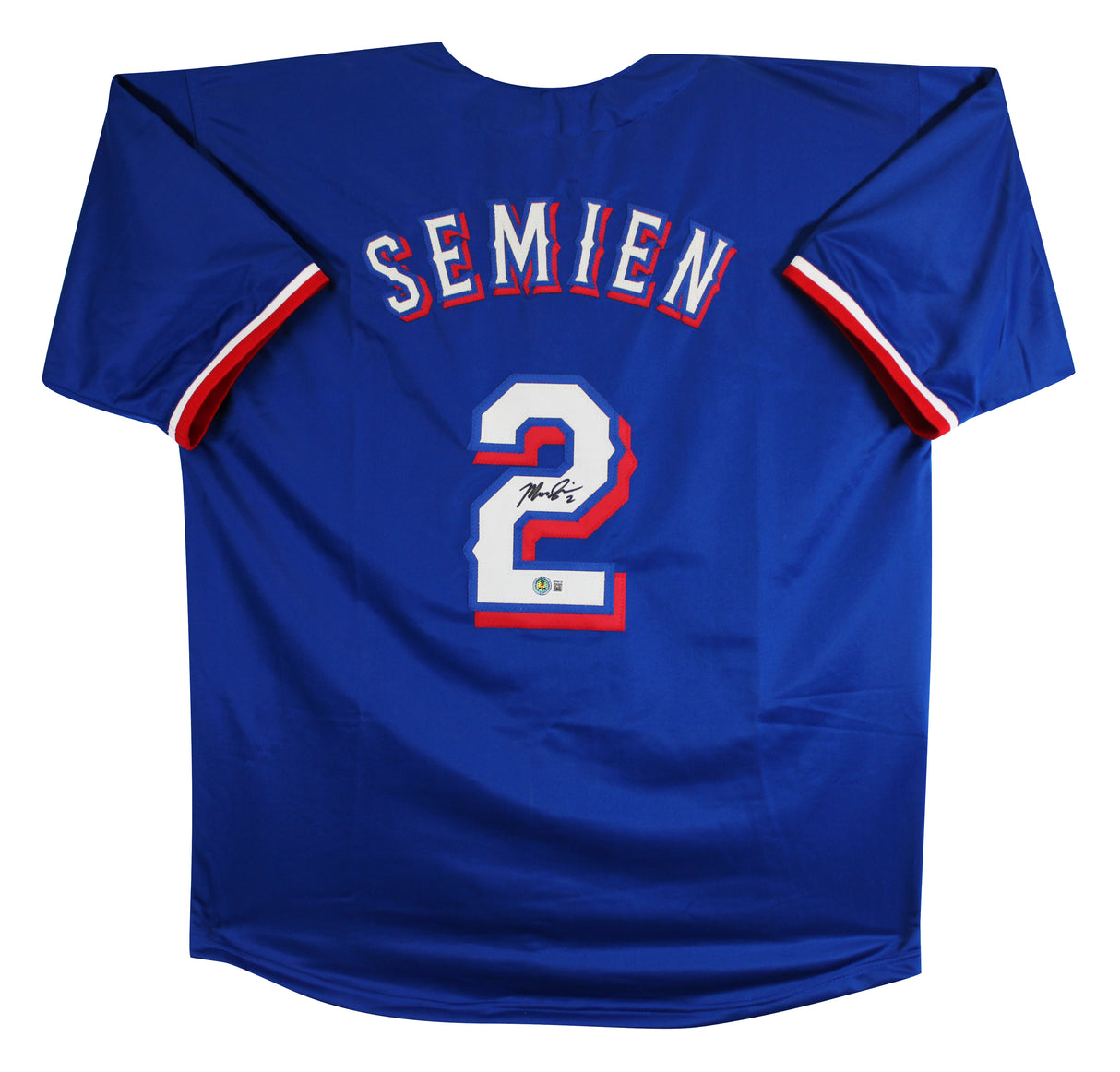 Marcus Semien Authentic Signed Blue Pro Style Jersey BAS Witnessed #3W294129