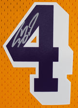 Lakers Shaquille O'Neal Signed Yellow M&N 96-97 HWC Swingman Framed Jersey BAS W