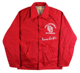 Oklahoma Barry Switzer Signed Maroon Chalk Line Windbreaker BAS Wit #2W088654